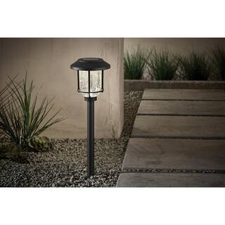 Hampton Bay Lincoln 14 Lumens Solar Black LED Path Light with Seedy Glass Lens and Vintage Bulb (4-Pack) P5100-01-22