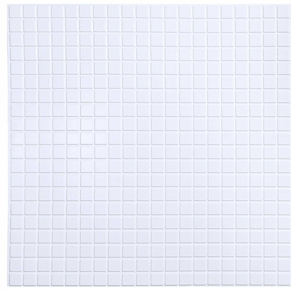 Dundee Deco 3D Falkirk Retro III 38 in. x 19 in. White Faux Mosaic PVC Decorative Wall Paneling (10-Pack) GRHDPG7112-10