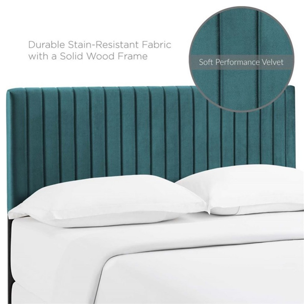 Modway Keira Velvet Full Queen Headboard in Teal   Contemporary   Headboards   by Homesquare  Houzz