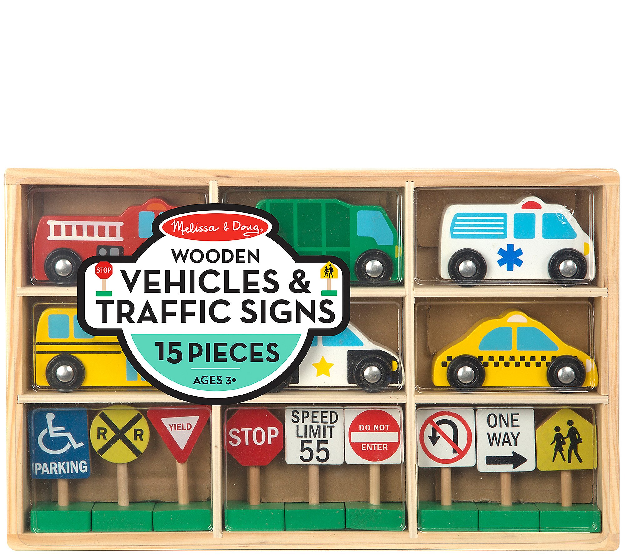 Melissa and Doug Wooden Vehicles and Traffic Signs