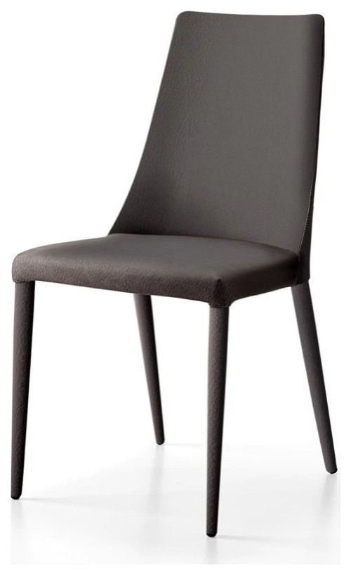 Aoleta Leather Seat With Leather Covered Wooden Legs Anthracite   Modern   Dining Chairs   by V.S.D Furniture  Houzz