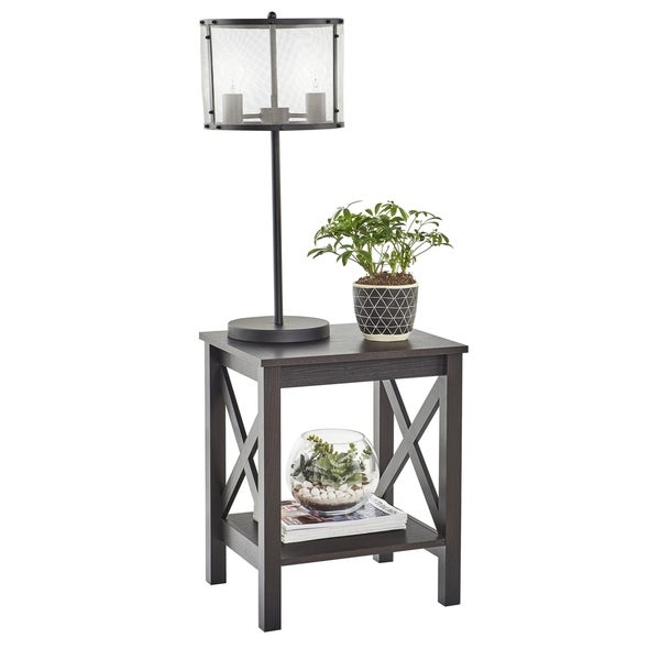 The Gray Barn Xanadu Hill X-frame Two-tier End Table with Shelf