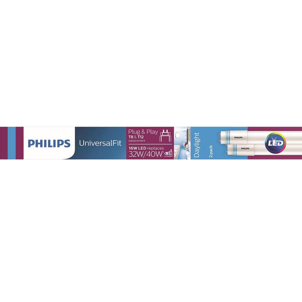 Philips 32W T840W T12 Equivalent 4 ft. Type A Linear Universal Fit Daylight LED Tube Light Bulb (5000K) (30-Pack) 539163