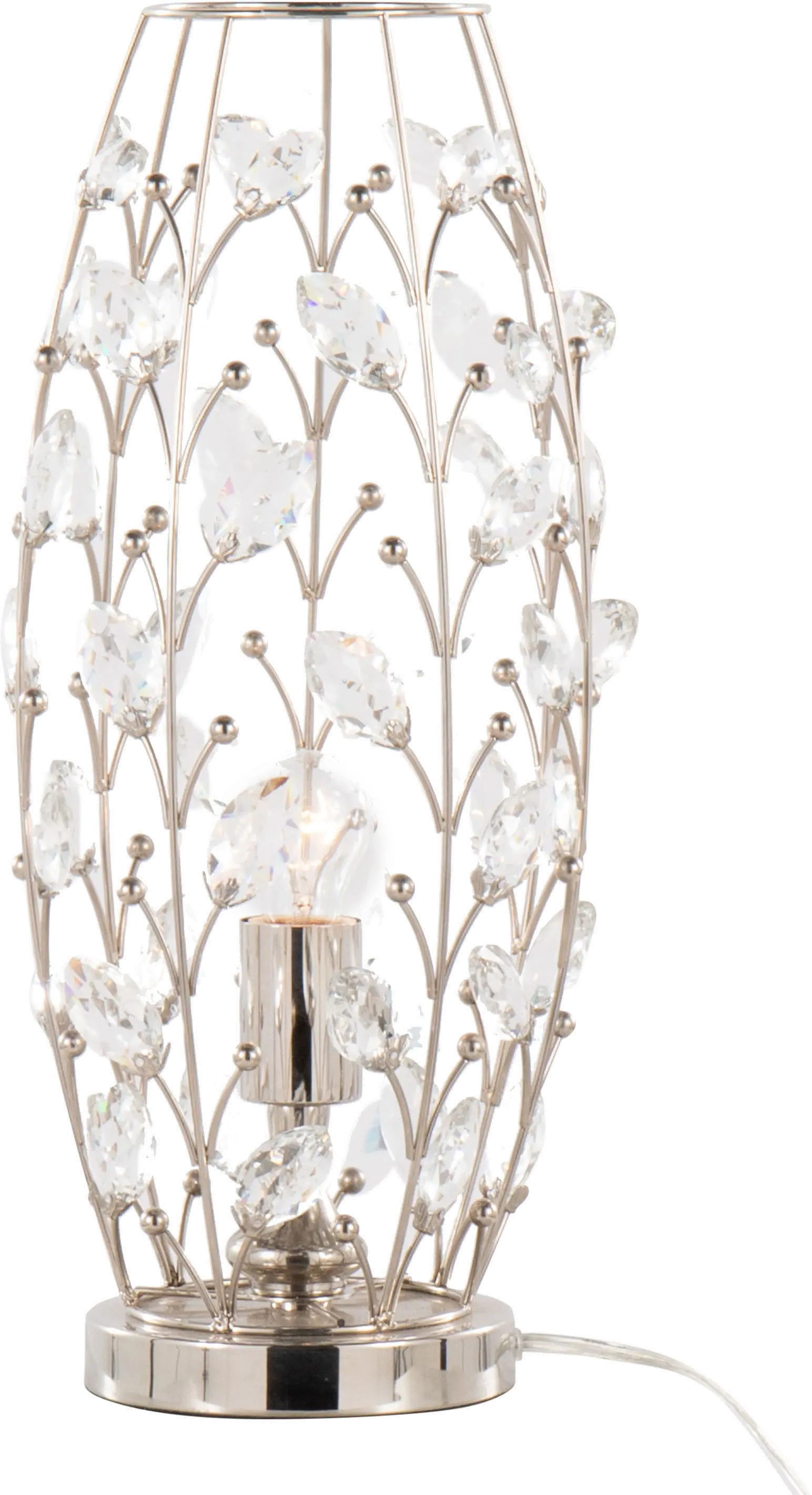 Crystal Nickel Floral Bud Table Lamp