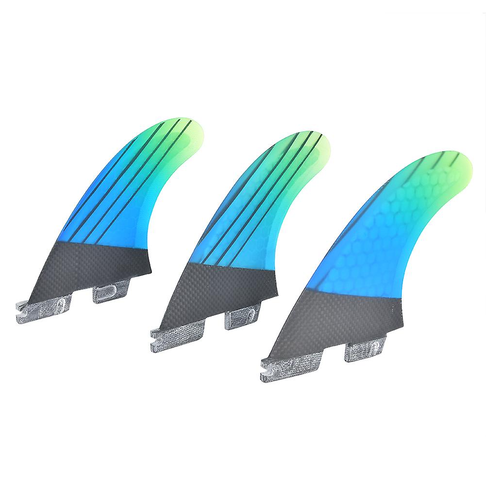 Fiberglass Fcs2 Stylish Blue Green Gradient Surfboard Tail Fin Flexible Surfing Accessory