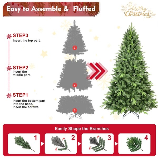 8FT Artificial Christmas Tree with 2535 PEandPVC Mixed Branch Tips