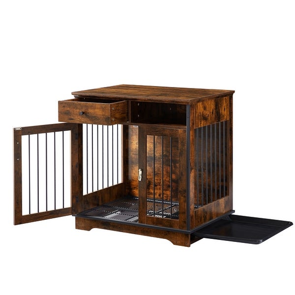 Indoor Dog Crate End Tables， Wooden Kennels with Removable Tray