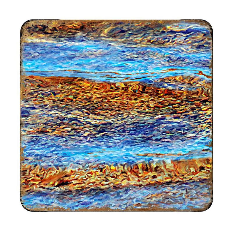 Beach Waves Coastal Wooden Cork Coasters Gift Set of 4 by Nature Wonders