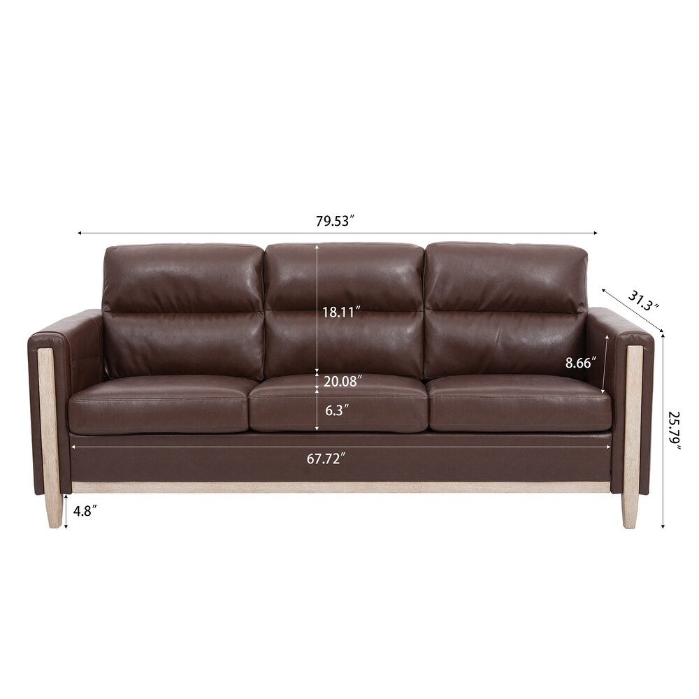 Solid Wood 3 Seater Sofa with Removable Cushions and Side Storage