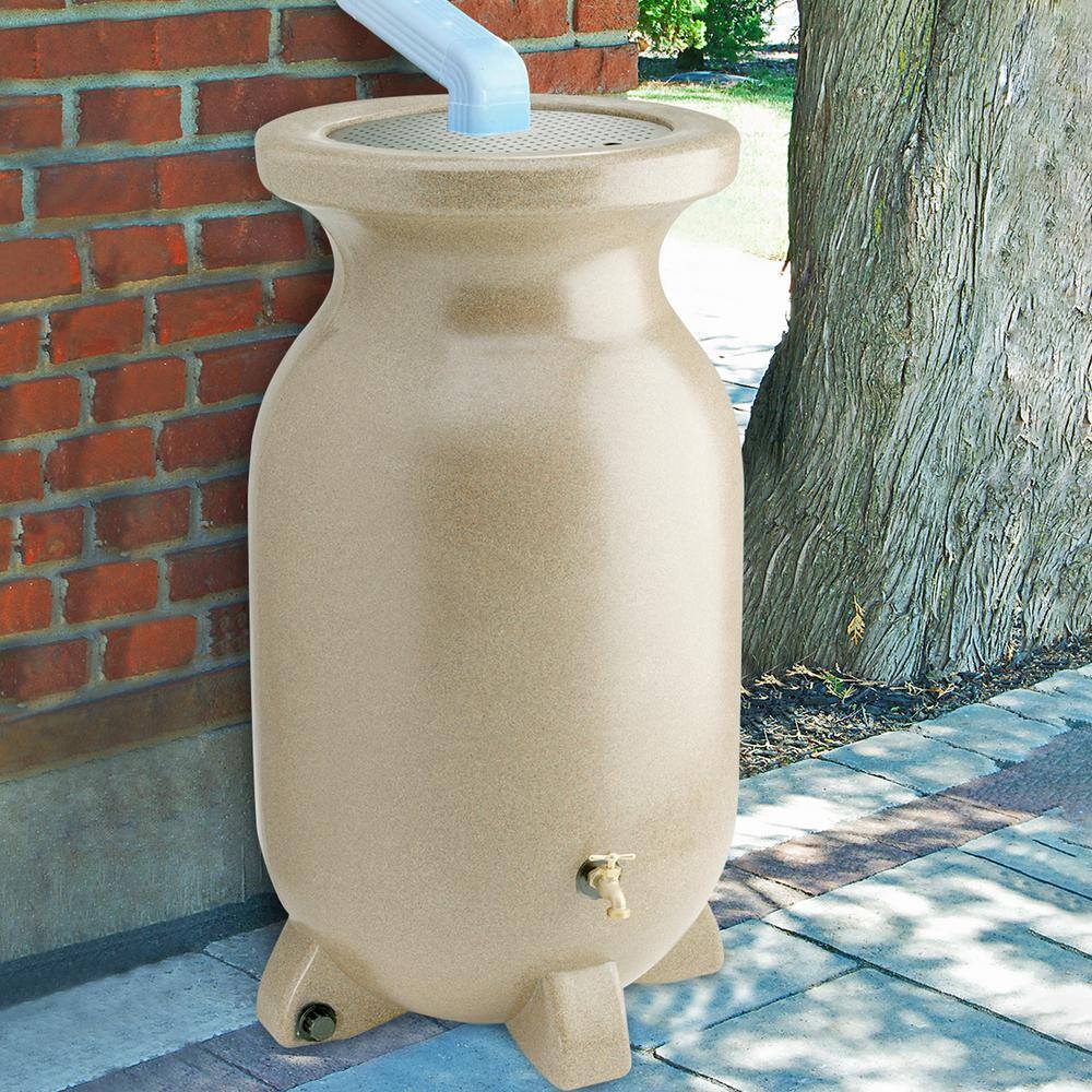 Koolatron Koolscapes Stone-Look Rain Barrel 75 Gal. (285L) Beige Eco-Friendly Gardening Water Conservation RBSS-75