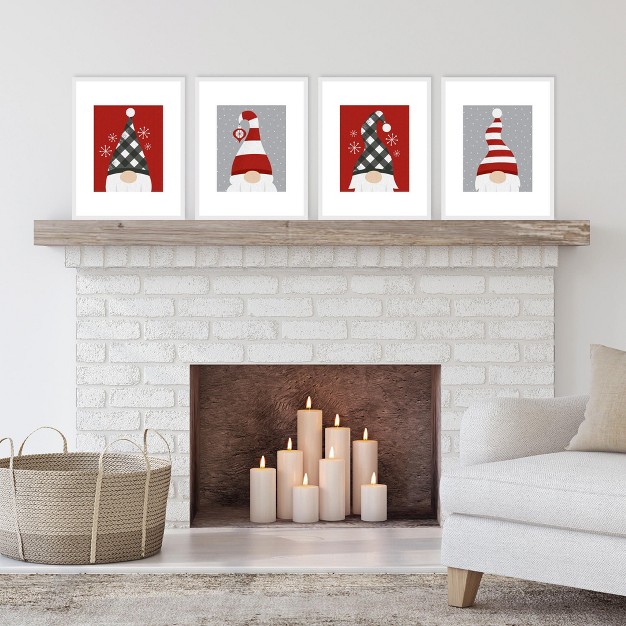 Big Dot Of Happiness Christmas Gnomes Unframed Holiday Linen Paper Wall Art Set Of 4 Artisms 8 X 10 Inches