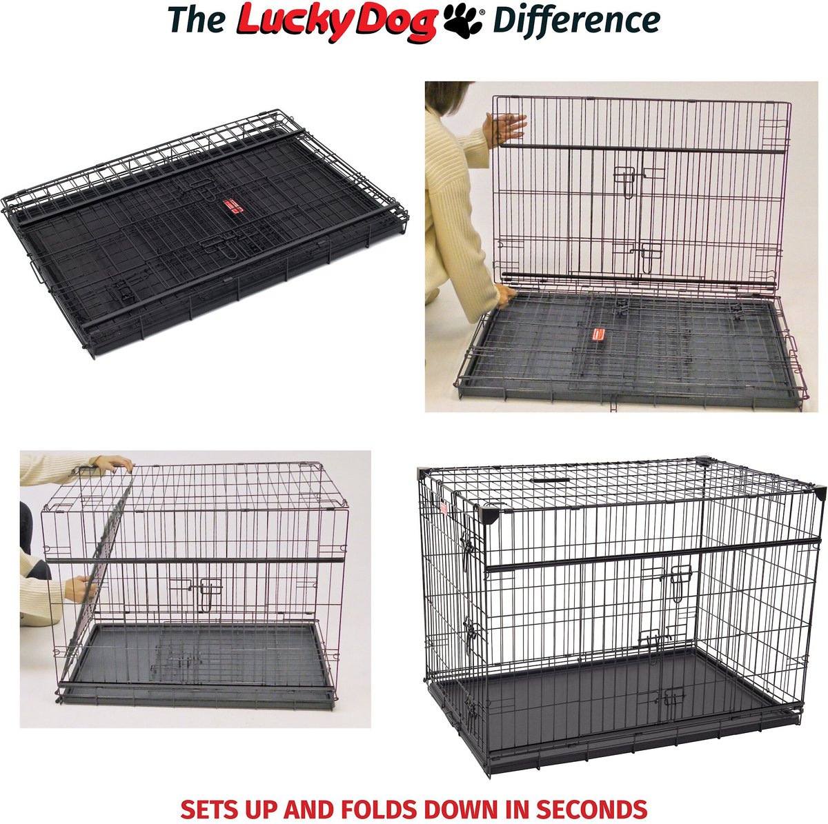 Lucky Dog Sliding Double Door Wire Dog Crate