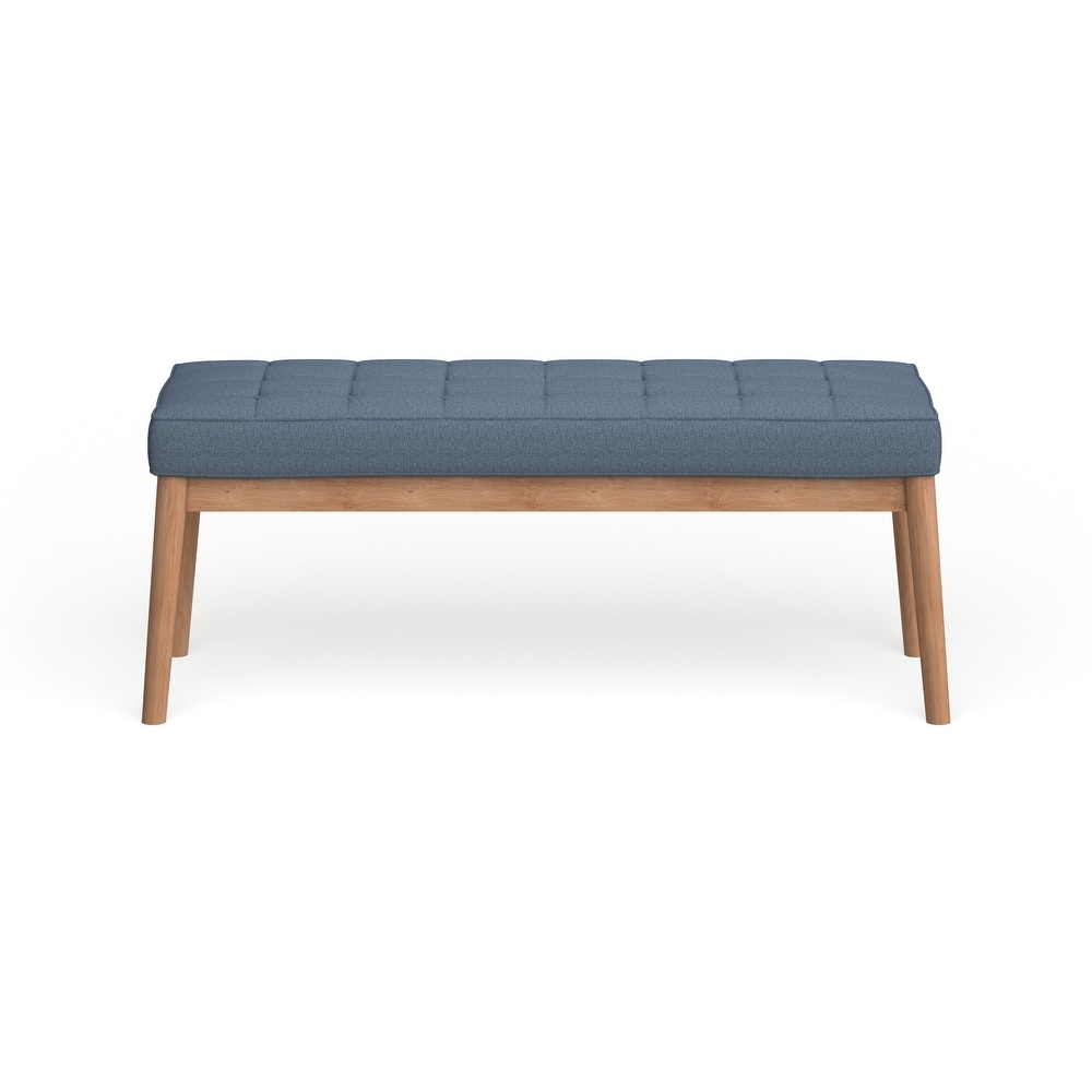 Saxon Mid century Tufted Fabric Ottoman Bench by Christopher Knight Home   43.00 L x 15.75 W x 17.00 H