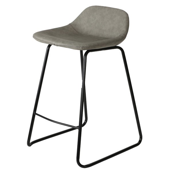 Cortesi Home Ava Counterstools in Grey Faux Leather (Set of 2) - 24 seat