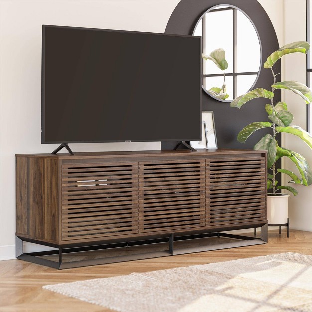 Media Console With Steel Post Tv Stand For Tvs Up To 77 quot Alphason