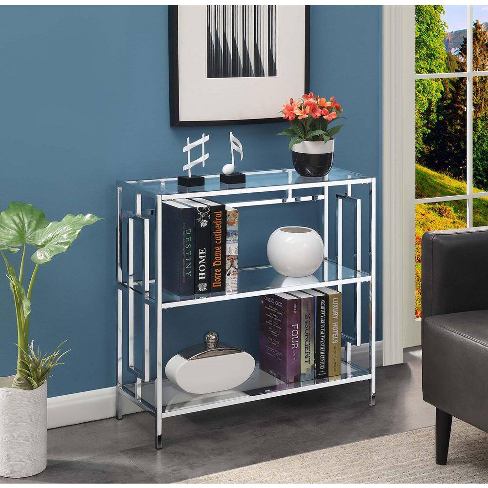 Convenience Concepts Town Square 12 in. W Chrome 3 Tier Bookcase S14-110