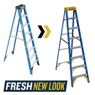 Werner 8 ft. Fiberglass Step Ladder with 250 lb. Load Capacity Type I Duty Rating FS108