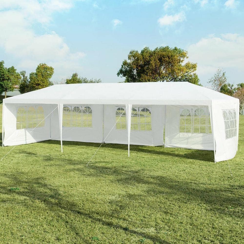 10 ft. x 30 ft. Outdoor Party Wedding 5 Sidewall Tent Canopy Gazebo OP-HKY-3935WH