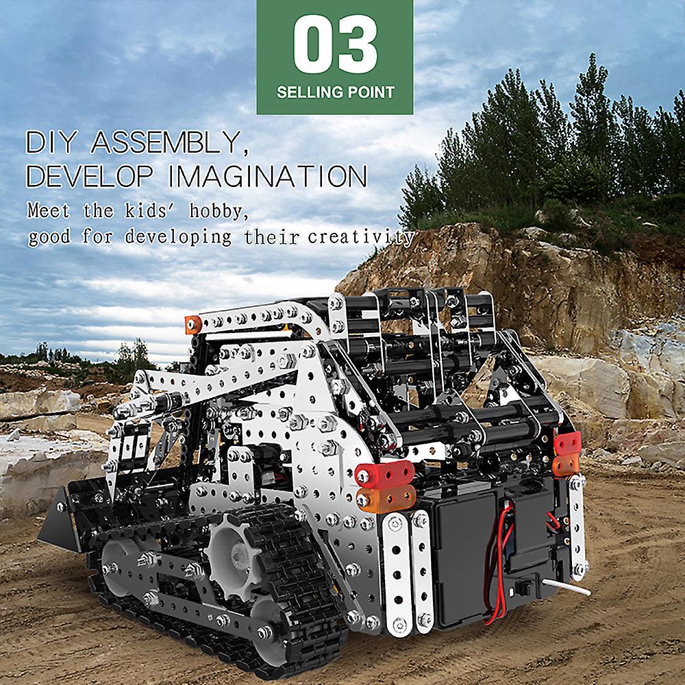 Rc Forklift Truck Building Blocks 2.4ghz 10 Channel Rc Front Loader Bulldozer Construction Toy 1153pcs Diy Stainless Steel Assembly Rc Car Parent-chil