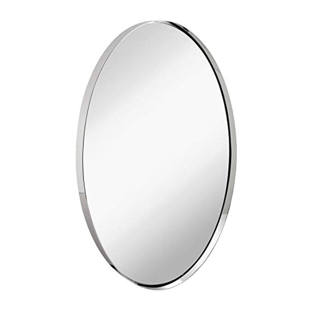 Contemporary Polished Metal Wall Mirror | Oval Polished Silver Framed (24