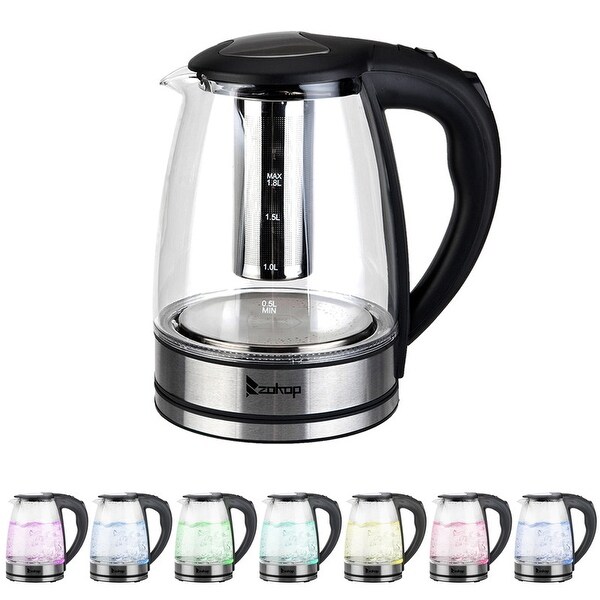 1500W 1.8L Electric Kettle Water Heater， Glass Tea， Coffee Pot， Auto Shut-Off