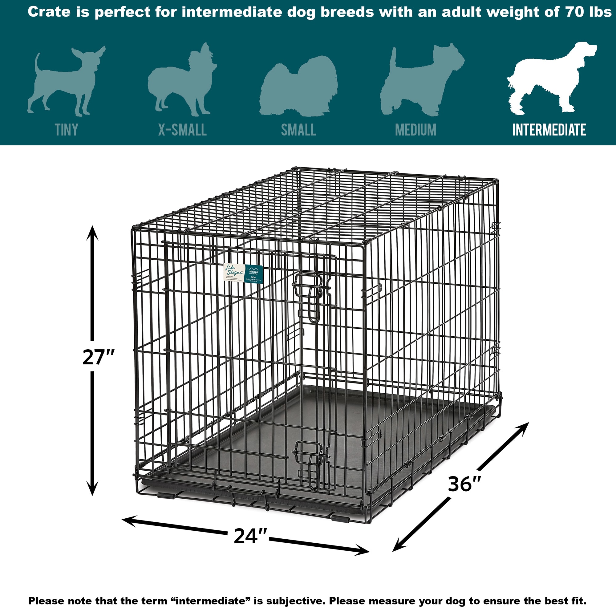 MIDWEST Lifestages Fold amp; Carry Crate for Dogs， 48.5