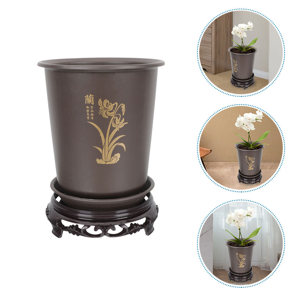 NICEXMAS 1 Set of Plastic Flowerpot Gardening Flowerpot Flower Orchid Nursery Pot with Base