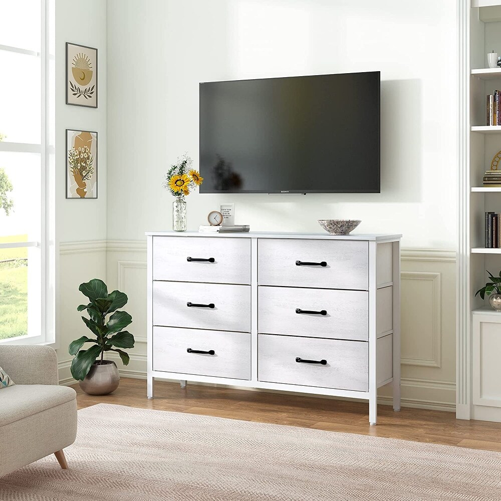 White Dresser with 6 Drawers  Wide Dresser for Bedroom and 50\