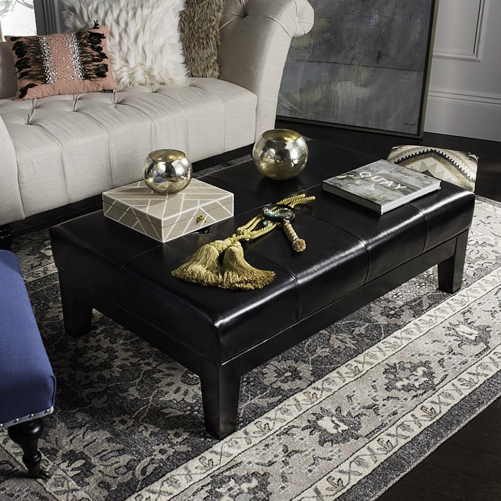 Dana Cocktail Ottoman Black   Transitional   Footstools And Ottomans   by V.S.D Furniture  Houzz