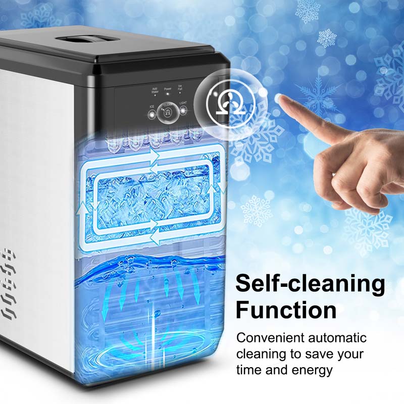 44LBS/24H Portable Nugget Ice Maker Countertop Self-Cleaning Ice Making Machine with Ice Shovel