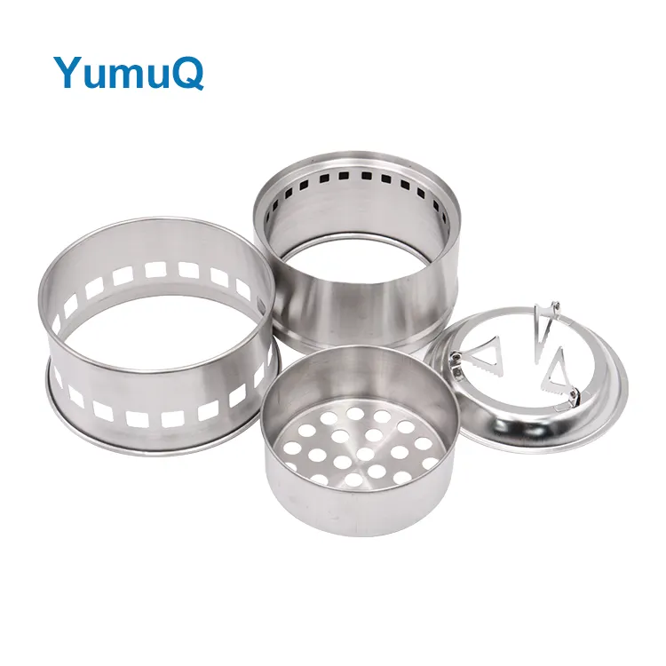 YumuQ 13.5cm Stainless Steel Mini Ultralight Portable Foldable Wood Burning Camping Stove For Outdoor Picnic Hiking