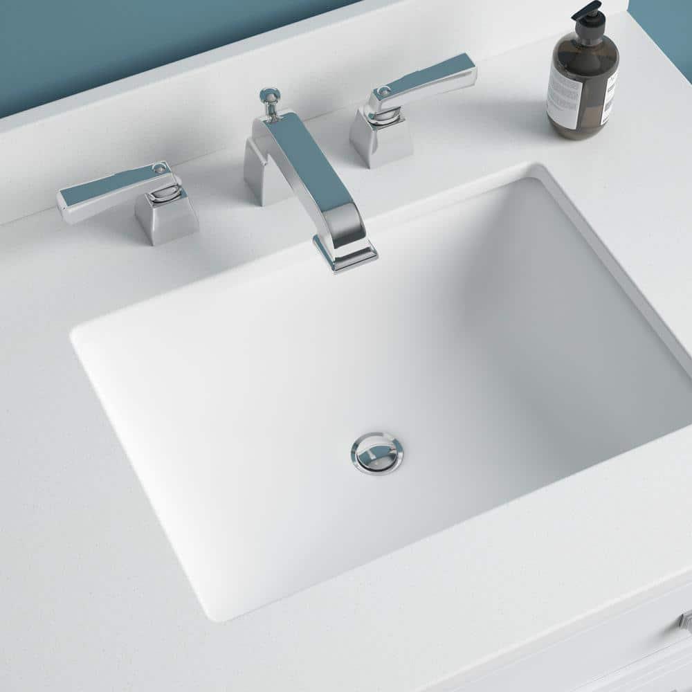 Foremost 31 in W x 22 in D Quartz Vanity Top in Snow White with White Basin