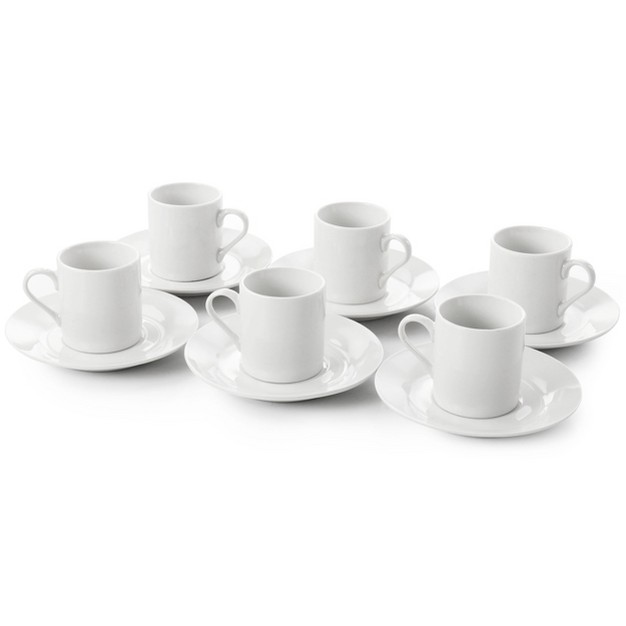 Gibson Our Table Simply White Fine Ceramic 6 Piece Espresso Demi Cup And Saucer Set In White