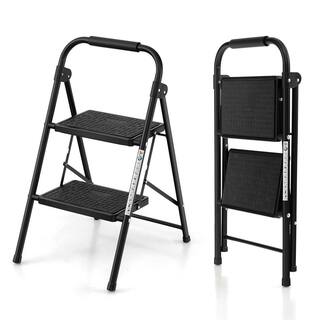 WELLFOR 2-Step 10 ft. Reach Steel Step Stool 330 lbs. Load Capacity TJ-HGY-10003DK