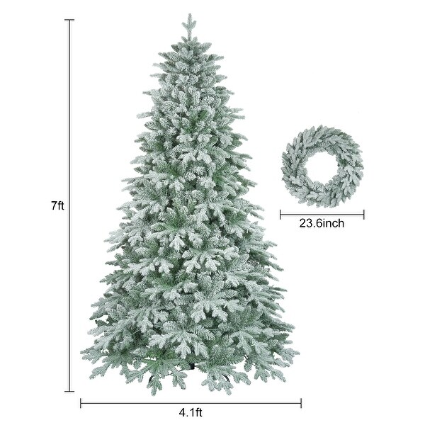 7ft Lighted Artificial Christmas Tree with Wreath Set