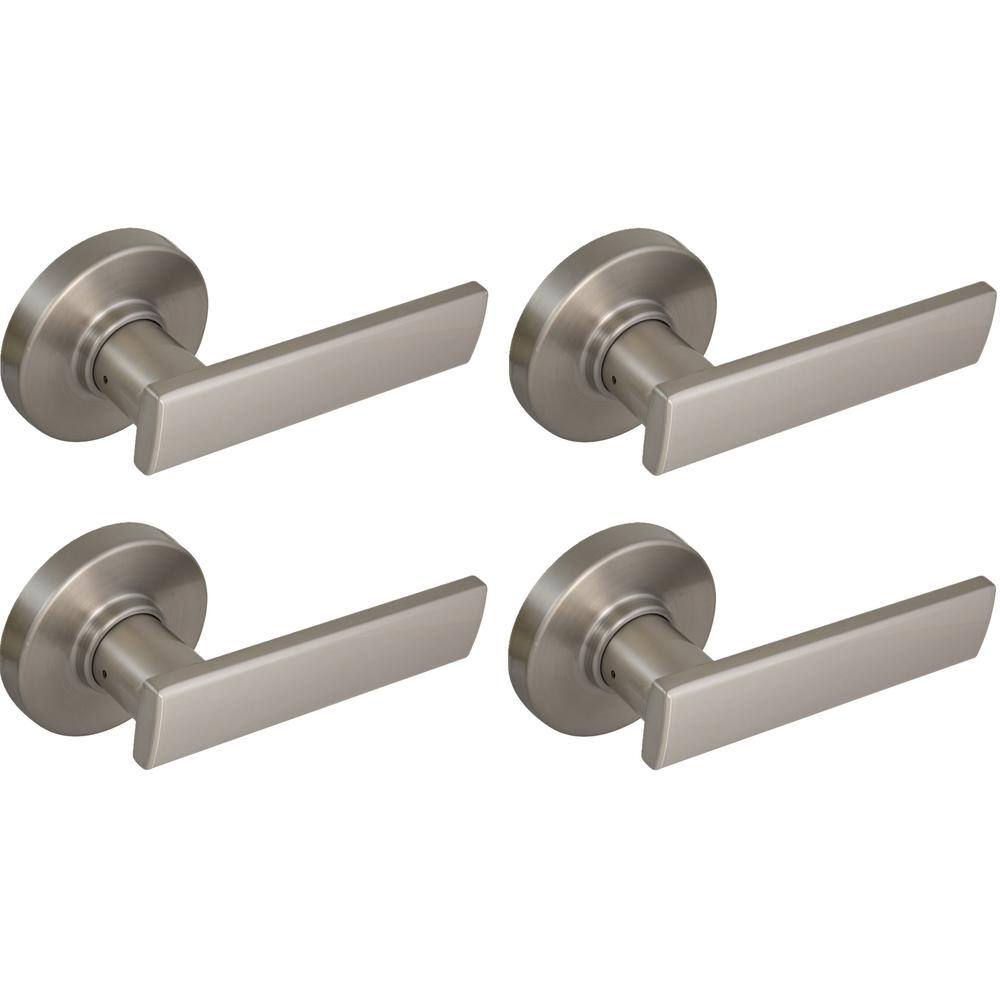 Defiant Westwood Satin Nickel Hall and Closet Door Lever with Round Rose (4-Pack) LP1X203CD4