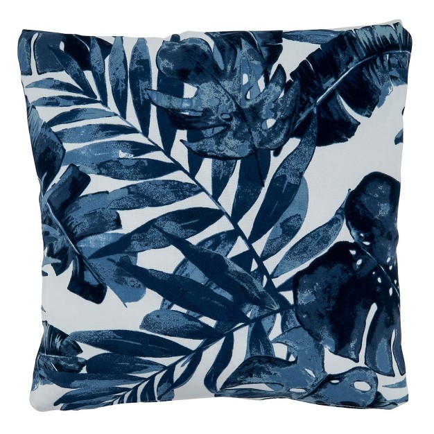 Saro Lifestyle Blue Tropical Leaf Outdoor Pillow