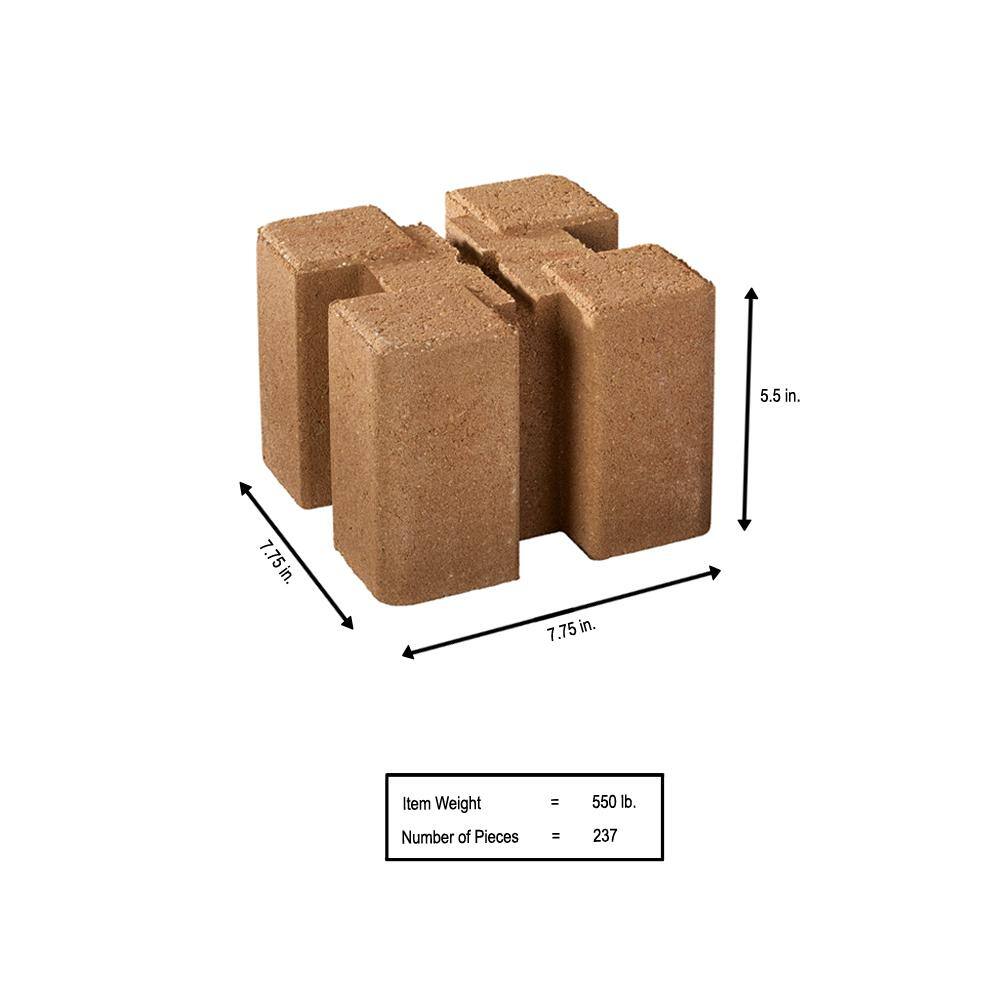 Oldcastle 7.5 in. x 7.5 in. x 5.5 in. Tan Brown Planter Wall Block (Pack of 24) 16202486