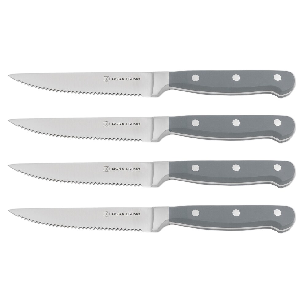 Dura Living 8 Piece Steak Knife Set   Forged High Carbon Stainless Steel Serrated steak knives