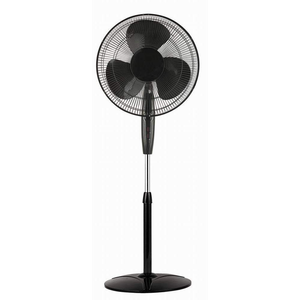 Optimus 18 in. Oscillating Stand Fan with Remote Control in Black 98589999M