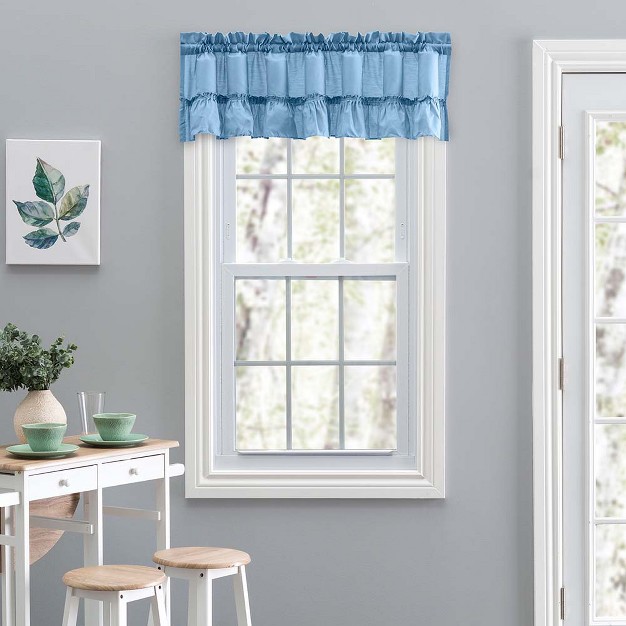 Rod Pocket High Quality Fabric Solid Color Window Ruffled Filler Valance 54 quot x13 quot Slate