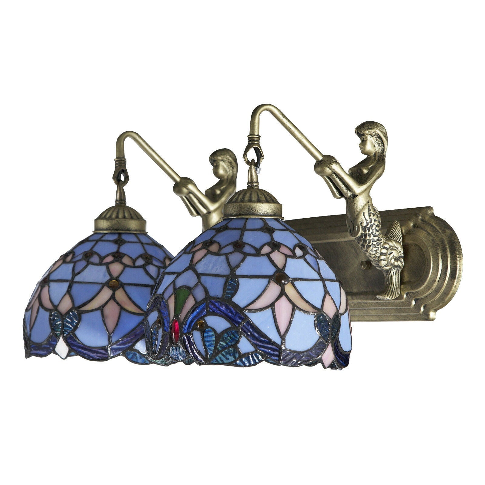 MONIPA  Stained Glass Style Vanity Lighting Wall Sconce Lamps with Shade Blue