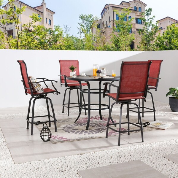 Patio Festival 4Person Outdoor 45.3'' Round Bar Height Dining Set