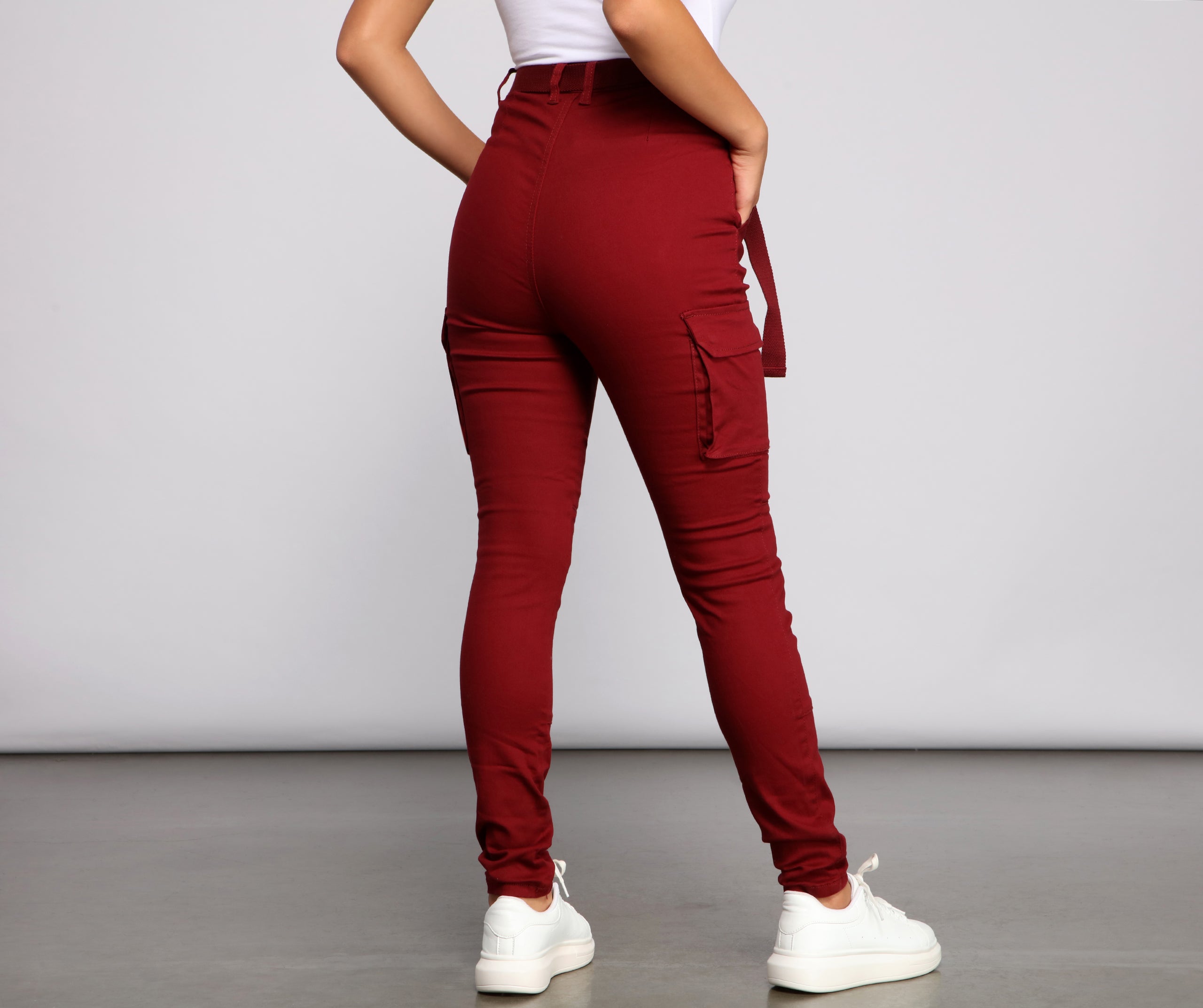 High Waist Belted Cargo Pants