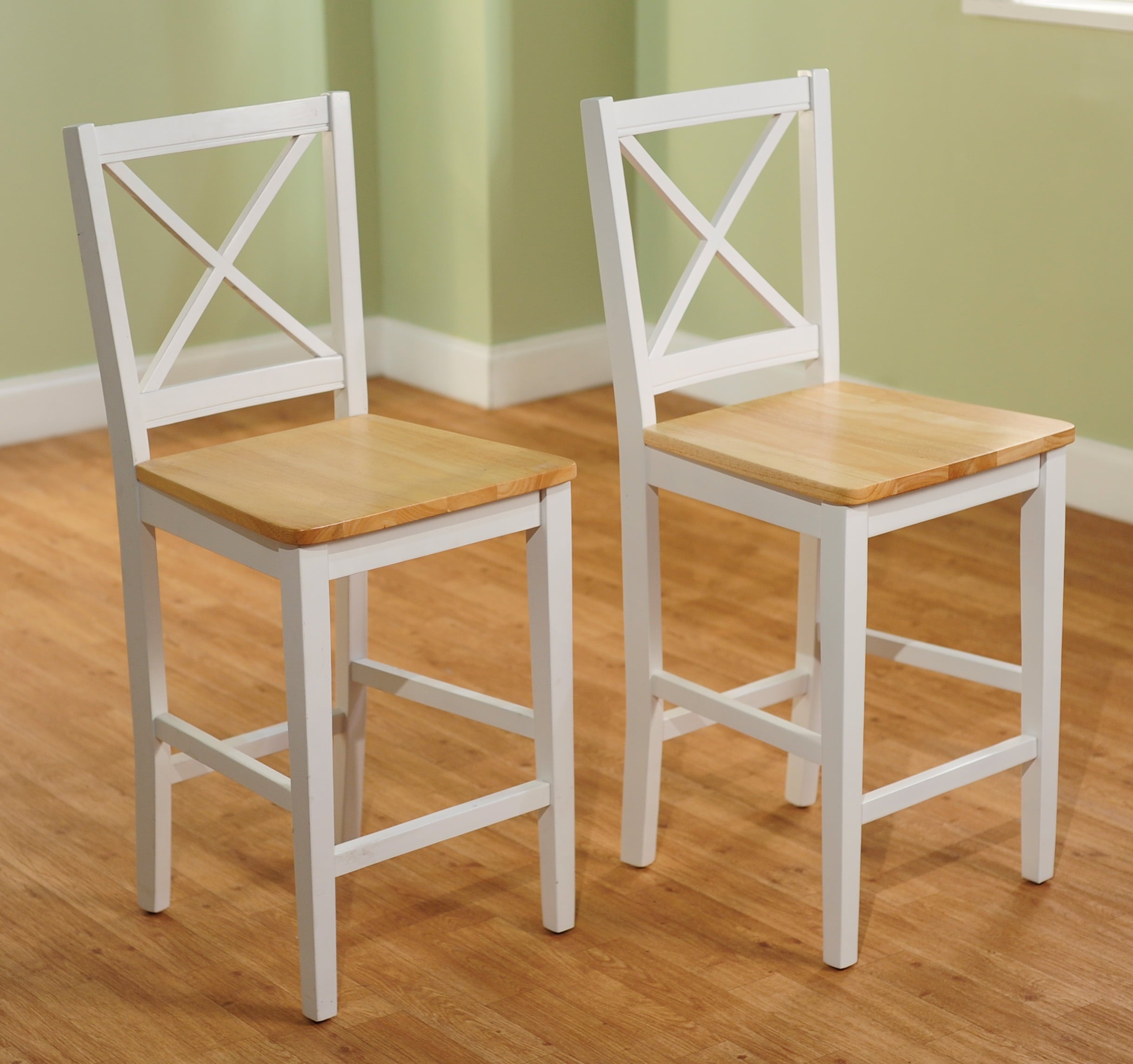 TMS Bar Stool， White， Set of 2