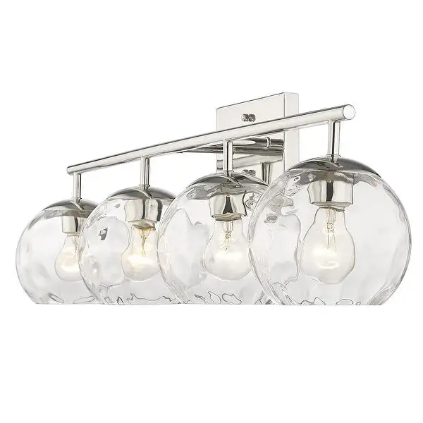 Mackenzie 4-light Polished Nickel Bath/ Vanity Fixture w/ Water Glass