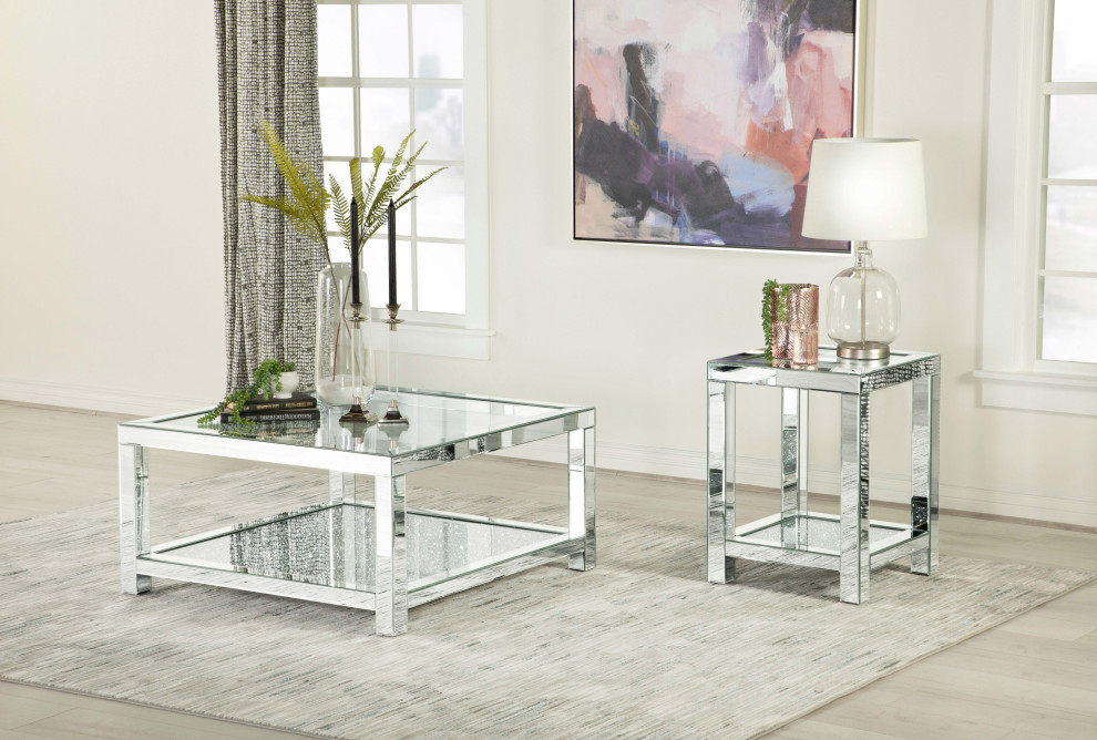 Valentina Rectangular Coffee Table With Glass Top Mirror   Modern   Coffee Tables   by Modon  Houzz