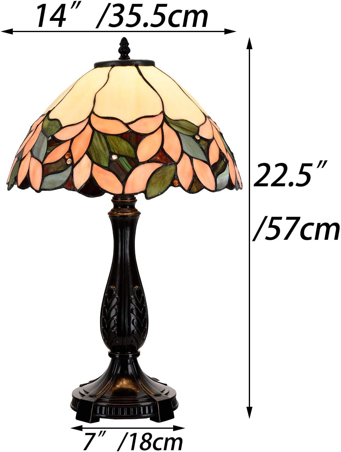 SHADY L10805 Pink Wisteria Tiffany Style Stained Glass Table Lamp  14&#34; W x 22.5&#34; H