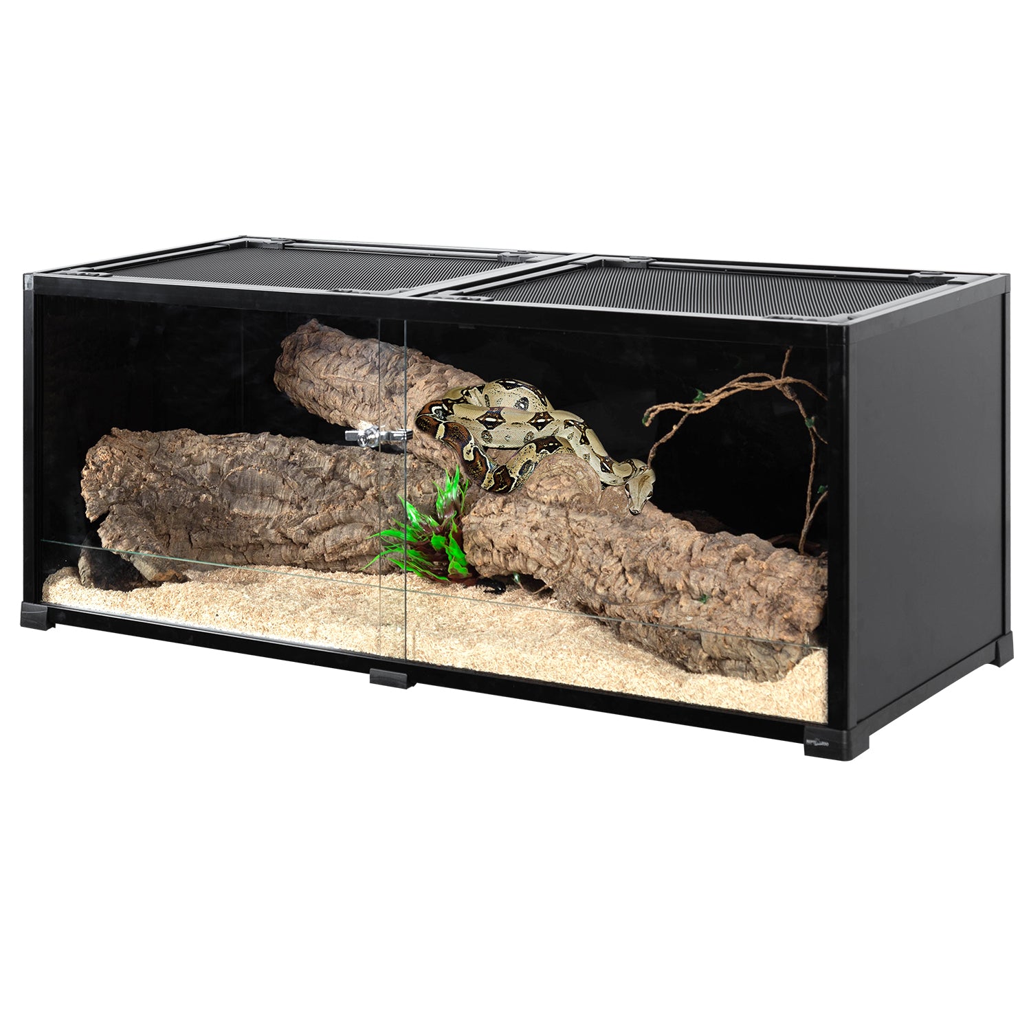 REPTI ZOO 64-Gallon Black Glass Reptile Terrarium