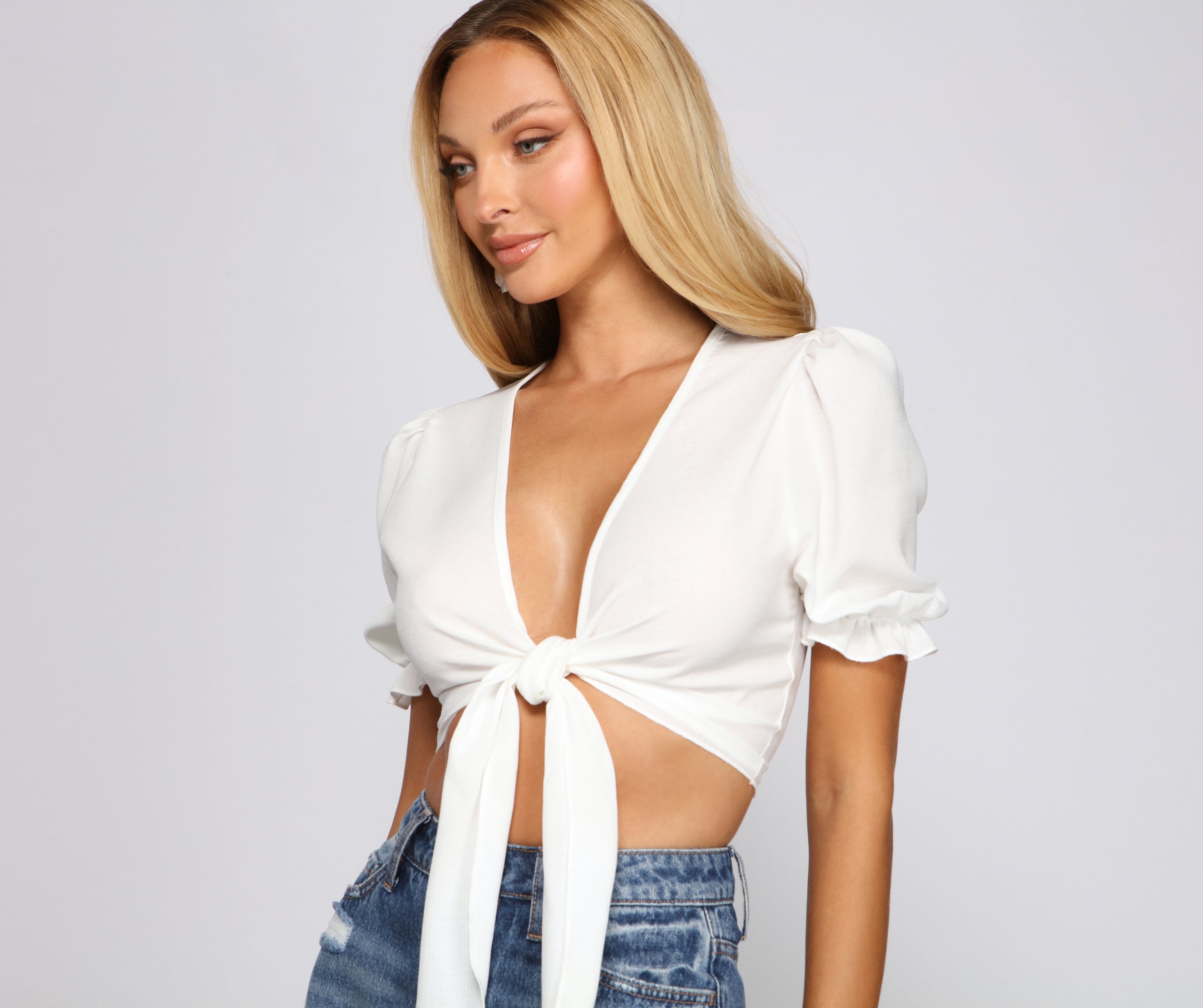 Stylish Twist Tie Front Top